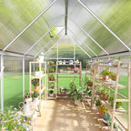 6x8 FT Greenhouse for Outdoors, Polycarbonate Green House with Quick Assembly Structure and Roof Vent, Large Aluminum Walk-in Green House for Outside Garden Backyard, Silver