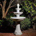Glitzhome Outdoor Fountains and Waterfalls 3 Tier Patio Fountain with Pump & LED Light, Resin Terrazzo Water Fountains Oversized Outdoor Floor Stand Fountain for Garden Backyard Yard Lawn Sand Beige