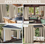 Gazebo Universal Replacement Privacy Curtain,12'×16' Gazebo Outdoor Waterproof Curtains, 4-Panels Sidewall Curtains with Double Zipper for Patio Canopy, Garden and Backyard (Curtain Only)