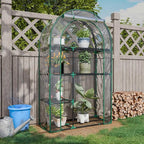 4-Tier Mini Greenhouse, 40 x 18 x 63 inch Steel Frame and PE Cover Plastic Plant Rack Stand Green House with Plant Repotting Mat for Indoor & Outdoor Use (Clear)