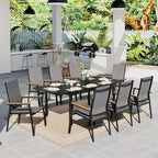 Sophia & William Patio Dining Set 9 Pieces, 8 Aluminium Patio Dining Chairs with 1 Extendable Dining Table for 6-8 Person, Patio Table and Chairs for Outdoor Lawn (Grey)