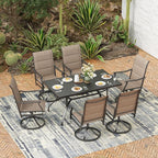 Soohow Swivel Outdoor Dining Chairs Set of 6, Patio Swivel Dining Chair with Textilene Fabric, Outdoor Metal Armchair All Weather Resistant, Ergonomic Comfort, Perfect for Patio, Backyard, Balcony
