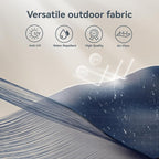 PHI VILLA 10ft Outdoor Patio Umbrellas for Outside, 3 Tier Vented Market Table Umbrella Windproof for Backyard, Deck, Garden, 1.5" Pole, Dark Blue（No Base）