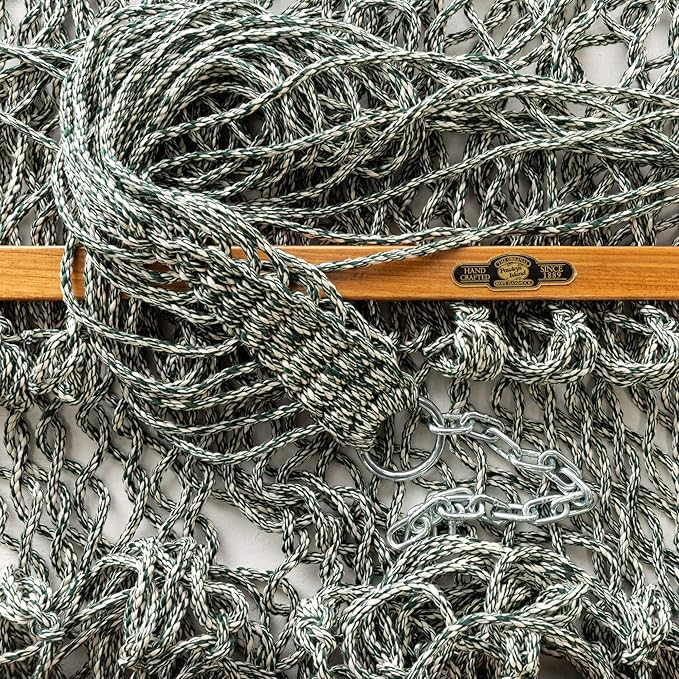 Original Pawleys Island Large Green DuraCord Rope Hammock – 13 ft. x 55 in., 2-Person, 450 lb Capacity, Oak Spreader Bar, Zinc-Plated Hardware, Handcrafted in The USA