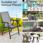 S AFSTAR Folding Patio Chairs Set of 6, Metal Textilene Patio Dining Chairs with Armrests, Foldable Sling Chairs Outdoor Lawn Chair for Garden Backyard Porch Deck, 330LBS Load (Gray)