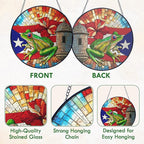 FLAGWIX Christmas Puerto Rico Gifts - Stained Glass Window Hanging 10 in - Puerto Rican Gifts for Women Men, Coqui Sun Catchers Indoor, House Warming Gift for Mom Dad Puerto Rican, Friend Gift Ideas