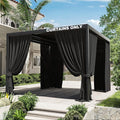 Gazebo Universal Replacement Privacy Curtain,10'×10' Gazebo Outdoor Waterproof Curtains, 4-Panels Sidewall Curtains with Double Zipper for Patio Canopy, Garden and Backyard (Curtain Only)