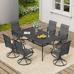 VICLLAX 7 Pieces Outdoor Dining Set, Patio Furniture Set of 6 Patio Swivel Dining Chairs and Rectangular Patio Table with Storage Shelf, Dark Charcoal Chairs & Black Tabletop