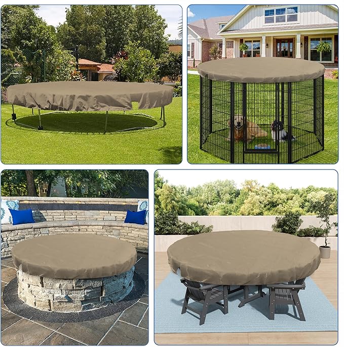 ECOOPTS 13 ft Round Pool Cover for Above Ground Pools, Swimming Pool Cover Protector Winter Safety Cover (Sand)