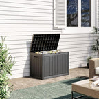 Outdoor Storage Box, Resin Deck Boxes Indoor and outdoor, Waterproof Storage Box Lockable Lid (Black, 50 Gallon)