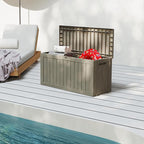 90 Gallon Outdoor Cushion Storage - Waterproof Deck Boxes for Outdoor, Space-Saving Deck Box with Lock for Patio/Pool Accessories, UV-Resistant Resin, Granite Grey