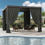 Gazebo Universal Replacement Privacy Curtain,10'×12' Gazebo Outdoor Waterproof Curtains, 4-Panels Sidewall Curtains with Double Zipper for Patio Canopy, Garden and Backyard (Curtain Only)