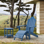 LUE BONA HDPS Adirondack Chairs Set of 8, Fire Pit Outdoor Chair Weather Resistant with Cup Holder, Modern Plastic Chair Plastic for Patio, Deck, Proch, 350LBS, Navy Blue