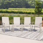 Outdoor Dining Chairs Set of 4, Stackable Patio Chairs with Metal Frame & Textilene Fabric, Perfect for Patio Garden Deck, Ivory