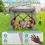 COBIZI 6x6 Pop up Gazebo Tent, Ez up Waterproof Screen Tent Screen House, Portable Outdoor Canopy Sun Shelter with Carry Bag & Ground Stakes for Camping, Garden and Picnics, Gray(Upgraded 2.0)