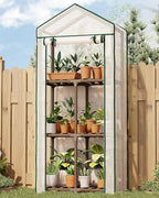 Bamworld Mini Greenhouse for Outdoor 3-Tierd Reusable Portable Warm House with PE Cover Compact Garden and Backyards Portable Rack with Sturdy Eucalyptus Frame Winter-Proof for Plant Protection