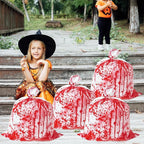 CNhoqc Halloween Lawn Leaf Bags - 4Pcs Halloween Party Bloody Large Trash Garbage Liners Refuse Strong Lawn Yard Waste Trash Bags Ply Heavy Duty Twist Ties Tear Resistant Self Standing Garden Outdoor