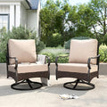 PHI VILLA Patio Swivel Chairs Set of 2, Outdoor Wicker Chairs with Thick Cushion, All Weather High Back Outdoor Furniture for Balcony Porch and Yard