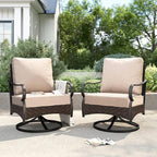 PHI VILLA Patio Swivel Chairs Set of 2, Outdoor Wicker Chairs with Thick Cushion, All Weather High Back Outdoor Furniture for Balcony Porch and Yard