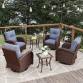 6 Pieces Patio Furniture Sets, Wicker Rattan High Back Outdoor Swivel Rocking Chairs Set with Side Table