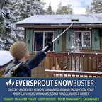 EVERSPROUT Never-Scratch SnowBuster and Ice Scraper 7-to-24 Foot (Up to 30 Ft Standing Reach) | Pre Assembled Extendable Roof Rake for Snow Removal | Heavy-Duty Aluminum, Soft Foam Pad