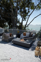 Elementi+ | Bundle Cannes Gas Fire Pit Cast Concrete 60" Rectangular Fire Table, Outdoor Fire Pit Electronic Ignition | Canvas Cover, Fire Glass and Burner Lid Included | Dark Gray | Propane Gas