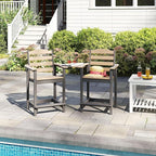 OTSUN Tall Adirondack Chairs Set of 2 with Connecting Tray, 24 inches HDPE Bar Height Outdoor Chairs, All Weather Resistant for Balcony, Porch, Kitchen (2 PCS, Black&Brown)
