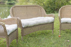 RSH DECOR: Sunbrella Tufted Wicker Loveseat Cushion | 41” x 19" | Water and Fade-Resistant Performance Fabric | Outdoor Settee Cushion for Patio Furniture | Canvas White