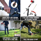 PowerSmart 22 in. 170cc RWD Self Propelled Gas Lawn Mower & 16-Inch 25.4cc String Trimmer/Edger with 10-Inch Brush Cutter