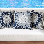 Qahing Pack of 4 Outdoor Waterproof Pillow Covers 24x24 Decorative Outdoor Throw Pillows Garden Square Cushion Cases for Patio Furniture, Couch, Tent Sunbrella, Bench, Navy Blue Grey