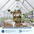 6X9 ft Polycarbonate Greenhouse with Aluminum Frame, Polycarbonate Greenhouse for Outdoors, Greenhouses with Ventilation, Aluminum Large Walk-in Greenhouses for Outside
