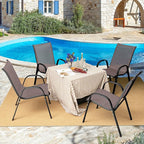 Tangkula 4 Pieces Patio Dining Chairs, Outdoor Stackable All Weather Heavy Duty Dining Chairs Set with Armrests, Support 330 LBS, for Poolside, Backyard, Garden, Deck, Front Porch (Brown)