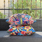 Outdoor Pillow Covers 18x18 Inch Set of 2 Tropical Floral Plants Boho Throw Pillows Cases Waterproof Square Garden Cushion Sham for Patio Funiture Tent Balcony Bench Sofa Couch, Blue