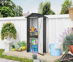 KEIKI Outdoor Metal Storage Shed 2.5' x 1.4', Lockable Tool Cabinet with Sloping Roof, Small Vertical Garden Storage for Backyard, Patio, Lawn, Black
