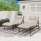 Chaise Lounge Set of 2 - PE Rattan Wicker Patio Pool Lounge Chair with Cushion and Wheels, Aluminum Waterproof Chaise Lounger for Poolside Backyard Deck Porch
