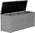 happimess TRK1001A Nino 47.24" Modern Minimalist Outdoor Faux Wicker Deck and Patio Storage Box, Gray, Soft-Close, for Package Delivery, Patio Furniture, Cushions, Gardening Tools, Pool Supplies