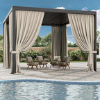 Gazebo Universal Replacement Privacy Curtain,12'×14' Gazebo Outdoor Waterproof Curtains, 4-Panels Sidewall Curtains with Double Zipper for Patio Canopy, Garden and Backyard (Curtain Only)