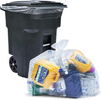Tasker 95-96 Gallon Trash Bags, (Value Pack 50 Bags w/Ties) Extra Large Heavy Duty Clear Plastic Recycling Trash Bags, 90 Gallon, 95 Gallon, 96 Gallon, 100 Gallon (Clear)