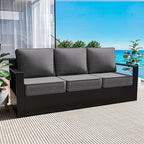 Outdoor Patio Furniture Aluminum Patio Sofa, All-Weather Metal Outdoor Couch with 6 Inch Thick Cushions for Garden, Outside and Porch (Grey, 1 PCS/Sofa)