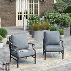 HERA'S HOUSE Outdoor Chairs Set of 2, 2 x Patio Chair with Grey Cushions, All Weather Outdoor Furniture for Lawn Garden Backyard Deck(Leg Chairs)