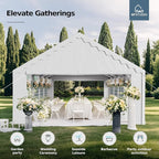 MFSTUDIO 16x32 Party Tents, Outdoor Heavy Duty Tents for Parties with Removable Sidewalls, Canopy Events Tent Shelter for Outdoor Wedding Birthday Backyard, White