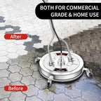 24" Pressure Washer Surface Cleaner with 4 Wheels - Stainless Steel Dual Handle Surface Cleaner for Pressure Washer Attachment for Concrete, Patio, Sidewalk, Deck and Driveways