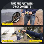 Active Swivel Pressure Washer Gun with an inbuilt 3/8” inlet male swivel plug for pressure washer hose and 1/4” female quick connect for nozzles, wands & foam cannon for home car wash and detailing.