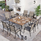 9 Piece Patio Dining Sets for 8, Outdoor Table and Chairs Set with Large Square Patio Dining Table and 8pcs Patio Stable Chairs, Outdoor Dining Sets for Backyard Deck Garden