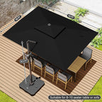 10x13 FT Cantilever Patio Umbrella with Base Included Double Top Outdoor Rectangular Large Heavy Duty Aluminum Offset Umbrellas with 7 Level Tilt 360-degree Rotation for Pool Garden Deck, Black