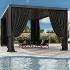 Gazebo Universal Replacement Privacy Curtain,12'×20' Gazebo Outdoor Waterproof Curtains, 4-Panels Sidewall Curtains with Double Zipper for Patio Canopy, Garden and Backyard (Curtain Only)