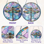 FLAGWIX Christmas Dragonfly Gifts for Women Men - Stained Glass Window Hanging 8 in - Dragonfly Garden Decor for Yard Decorations Outdoor, Sun Catchers Window Ornament for Home Christmas Decorations