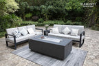 Elementi Andes Propane Gas Fire Pit Table Bundle - Cast Concrete with Concealed Pullout Tank Storage Drawer | Electronic Ignition | Canvas Cover, Lava Rock Included | Dark Gray