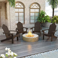 LUE BONA HDPS Adirondack Chairs Set of 8, Fire Pit Outdoor Chair Weather Resistant with Cup Holder, Modern Plastic Chair Plastic for Patio, Deck, Proch, 350LBS, Dark Brown