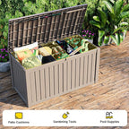 Vixzen 180 Gallon Resin Deck Box, Lockable Outdoor Storage Box for Patio Cushions Storage Furniture,Garden Tools, Pool Supplies, Weatherproof and UV Resistant- Light Brown